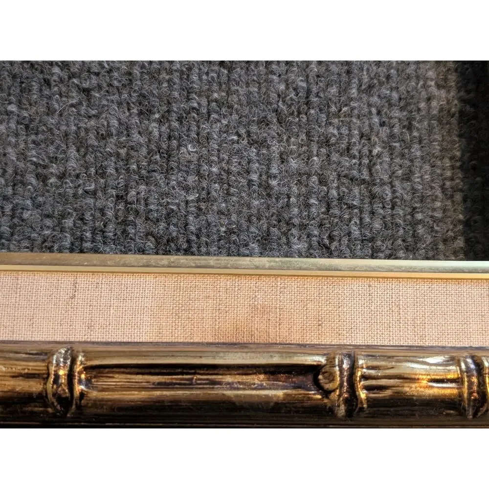 Vintage Gilt Bamboo Look Wood Frame W/ Canvas Border 8 X 10